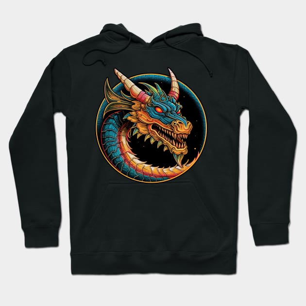 Dragon head circle logo Hoodie by obstinator